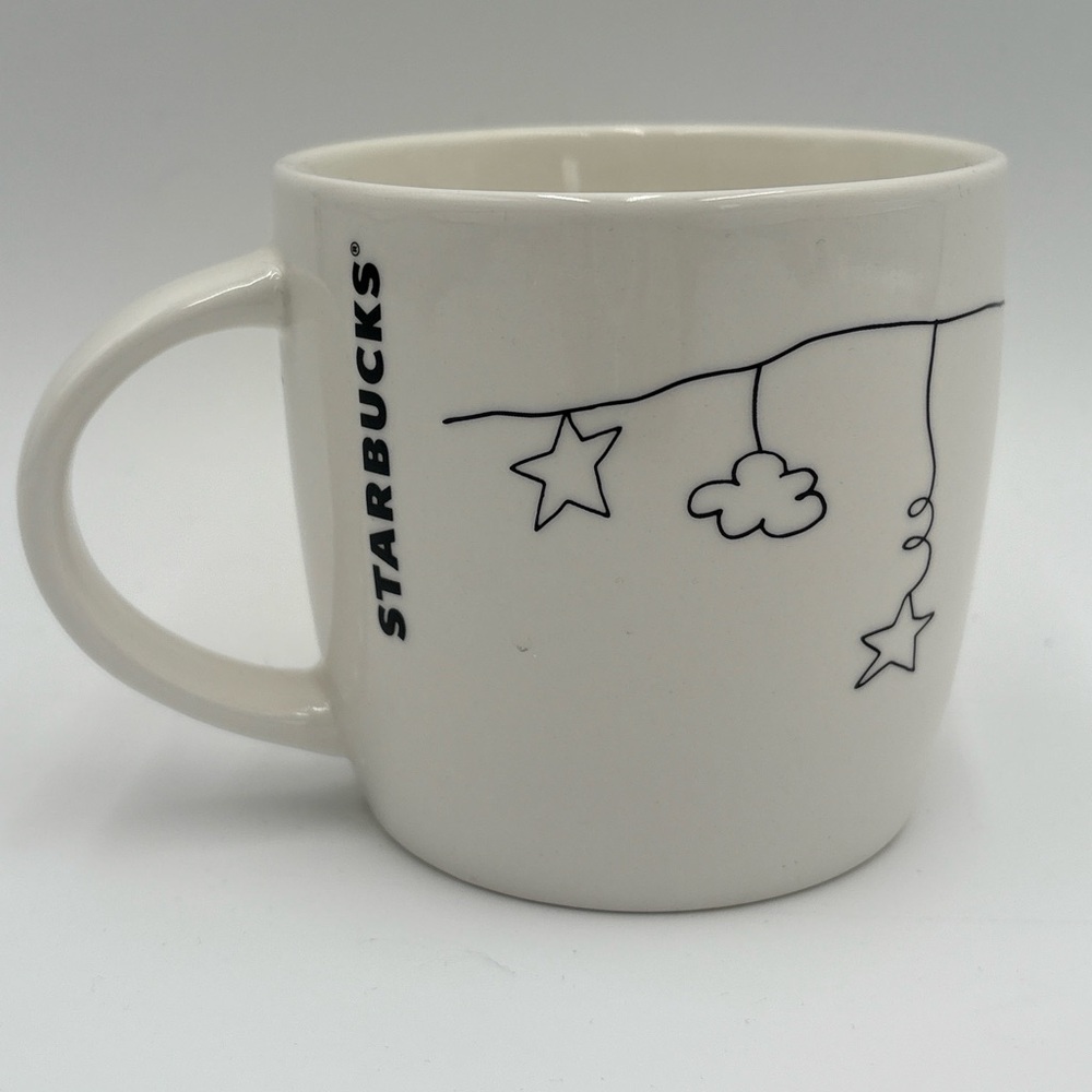 Starbucks 14oz Ceramic Mug Whimsical Girl Sun Illustration Coffee‎ Cup New
